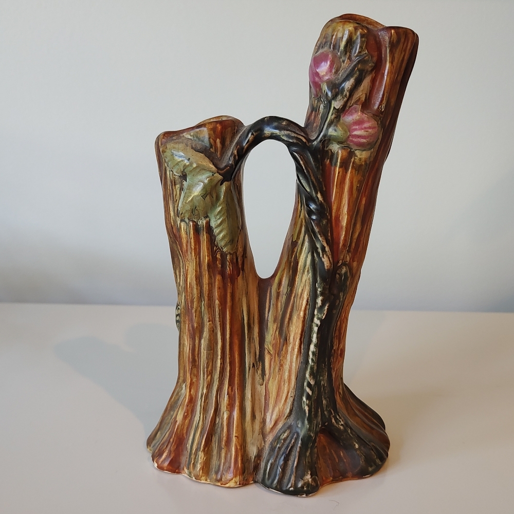 Weller Warwick Double Split Tree Flower Vase 1920s Vintage
